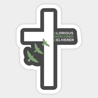 Glorious Overcomer Deliverer Cross Sticker